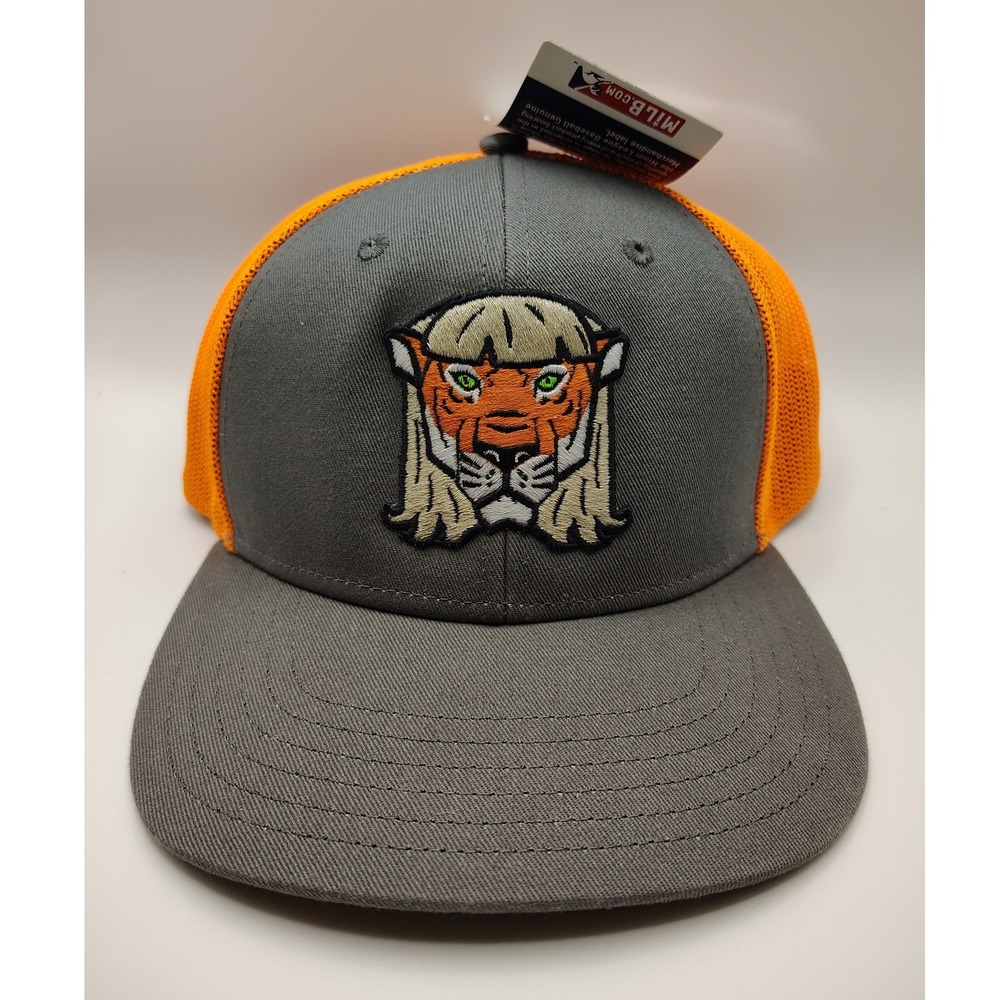 Minor League Baseball Trucker Hat Orange Mesh‎ Gray Tiger Patch Adult Snapback